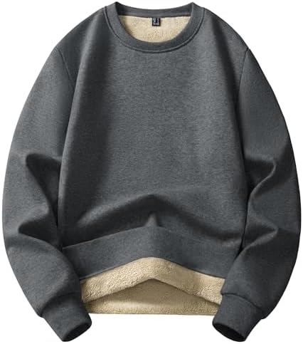 （13:00時点） KEFITEVD 長袖tシャツ メンズ 裏ボア スウェット 無地 トレーナー 防寒着 コットン 冬服 作業着 プルオーバー ダークグレー JP XL
