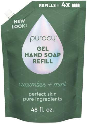 Puracy Organic Hand Soap, For the Professional Hand Washers We’ve All Become, Moisturizing Natural Gel Hand Wash Soap, Liquid Hand Soap Refills for Soft Skin (Refill Cucumber & Mint, 48 Ounce)