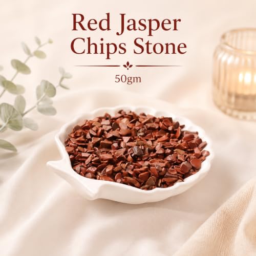 Image of Red Jasper Chips Stone for Reiki, Meditation, Vastu (50 Gm) | Healing Gemstone for Courage & Mental Clarity | Decorative Crystals for Spiritual Home Decor | DIY Jewellery Making & Home Decoration