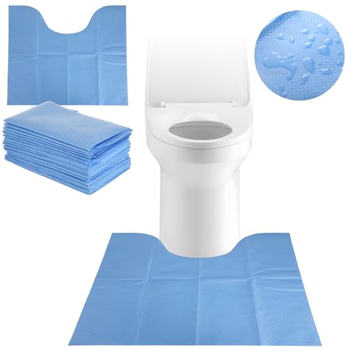 25 Pcs Disposable Toilet Mats, Absorbent Non-Woven Commode Mats, Non-Slip Potty Training Floor Mats, Around U-Shaped Floor Pads for Urine, Toilet Floor Protectors, 22×18.9"