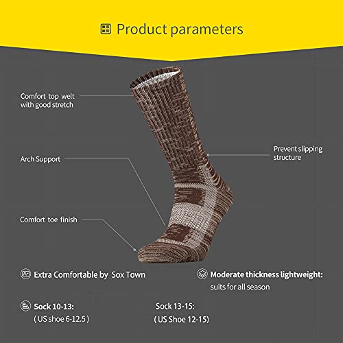 Sox Town Unisex Cushion Crew Training Athletic Socks Men & Women With Combed Cotton Moisture Wicking Breathable Performance(Camel L) #TOP4