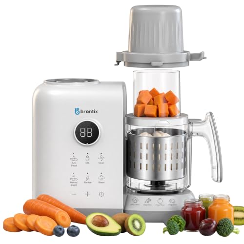 Image of BRONTIX S2 Baby Food Processor, 6-in-1, Stainless Steel | Steamer Blender & Puree Maker, Steam Blend Auto Manual Modes, Self-Cleaning Sterilizer, Milk Warmer, BPA-Free Steaming Basket
