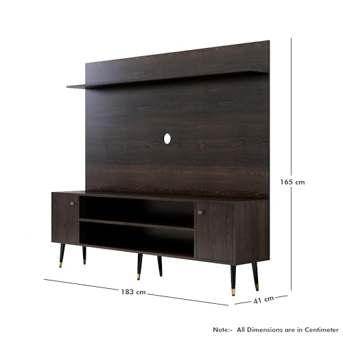Image of Bniture TV Unit Cabinet for Living Room 30 to 65 Inch, Engineered Wood Cabinet Base Mount with 2 Door & Shelves, TV Stand Table with Storage for Books & Decor Unit for Bedroom (Flower Wenge)