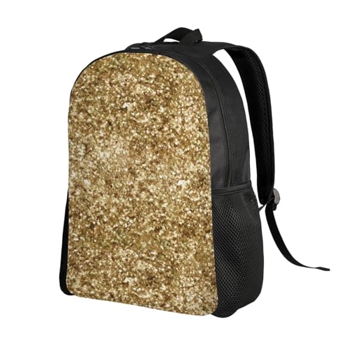 Gold Confetti Glitter Backpack – Water-Resistant Laptop Bag, 15" Compartment, Lightweight Unisex Daypack For Work & Travel2