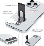 Phone Slim Stand Thin Kickstand, Ultra Thin Vertical Horizontal Universal Steel Metal Stable Mount Attachable Pocket Friendly Phone Holder for iPhone Samsung Phone Case (Black 1-Pack)