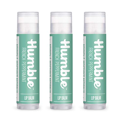 Humble Brands French Peppermint Natural Lip Balm and Chap Stick with Organic Cocoa Butter, Beeswax, Vitamin E, and Coconut Oil - French Peppermint (0.15 oz)