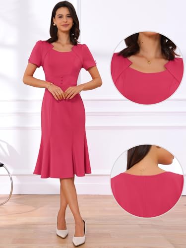 Image of Allegra K Vintage 50s Dress for Women's Retro Cocktail Work Mermaid Midi Dress