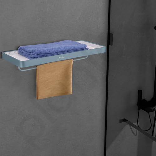 Image of Plantex Aluminium and Acrylic Towel Holder in Bathroom /Towel Rod /Towel Hanger /Bathroom Accessories (Grey & Milky White-24 Inch)