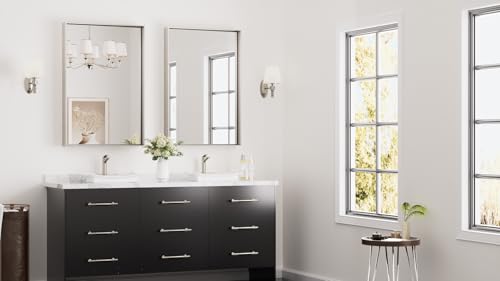 Image of Keonjinn 24x36 Inch Nickel Bathroom Mirror for Over Sink, Rectangular