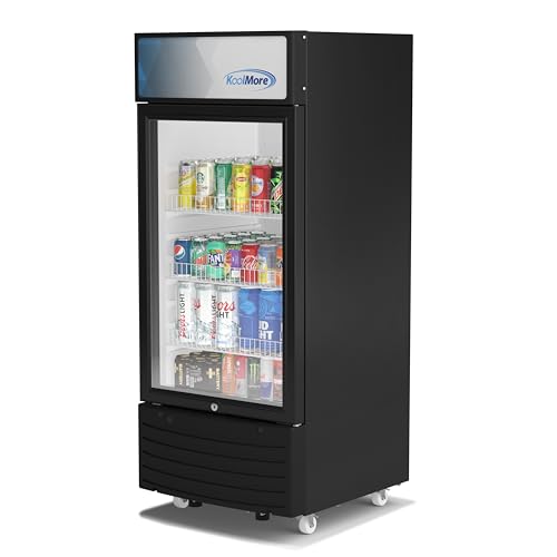 Image of KoolMore 6 Cu. Ft. Commercial One Glass Door Display Upright Beverage Refrigerator Cooler Merchandiser - 21.4 in. x 24.4 in. x 52.7 in. ETL Listed [Black] (KM-MR-1GD)