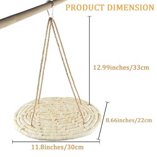 Image of FlidRunest Bird Swing Hammock Bed, Natural Corn Woven Parrot Hammock Swing Mat, Hanging Bird Climbing Perch Mat, Relieve Boredom Chewing Toy for Birds Parakeets Lovebirds Cockatiels Conure, yellow
