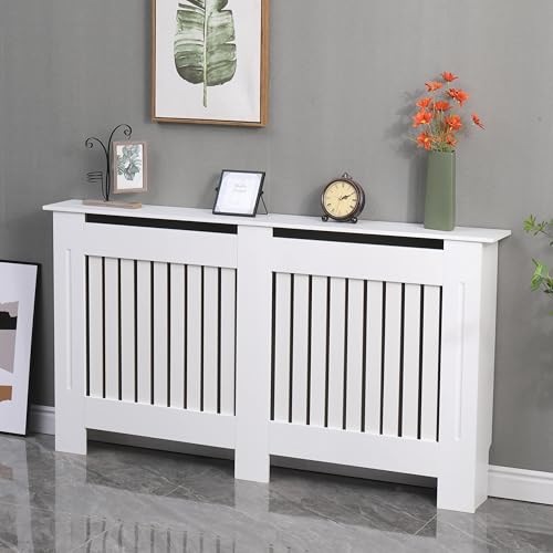 AVD Designs Small Medium Large MDF White Grey Unfinished Vertical Slats Radiator Cover (Large White)