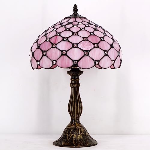 Image of WERFACTORY Tiffany Lamp Stained Glass Bead Table Lamp Desk Light 18 Inch
