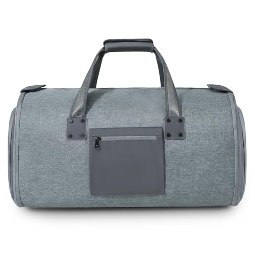 Richeart Garment Bags for Travel - Brand Zipper - Water Repellent Garment Bag with Shoe Compartment - 2 in 1 Convertible Suit Bag Travel with Shoe Bags - Medium Dark Gray