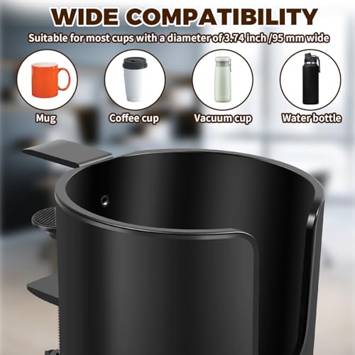 Image of 2 Pack Desk Cup Holder, 2-in-1 Anti-Spill Cup Holder Clamp with Headphone Hanger, Compatible with Most 3.74 inch Coffee Mugs, Water Cups (Black)