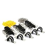 Tueascallk 20 Pcs Stainless Steel Pipe Clamps with Insulated and Anti-wear Rubber Sheath for Rigid Pipes, Hoses and Cables with an Outer Diameter of 1 Inch