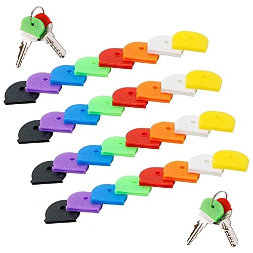 Tapas Para Llaves, Tapas para Llaves Flexibles, Cubierta de Llave Tapa, 32 PCS Tapa de Llave Colorido Cubierta, Cubiertas de Etiquetas de Codificación de Identificador de Llave de Plástico, 8 Colores