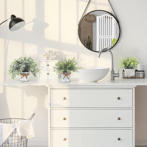 Cewor 3 Pack Lightweight Potted Artificial Plants Faux Eucalyptus Desk Fake Potted Plants In Rustic Rectangular Pots Table Centerpiece For Home Decor Office Bathroom Desk Room Greenery Decor Or Gift #TOP4