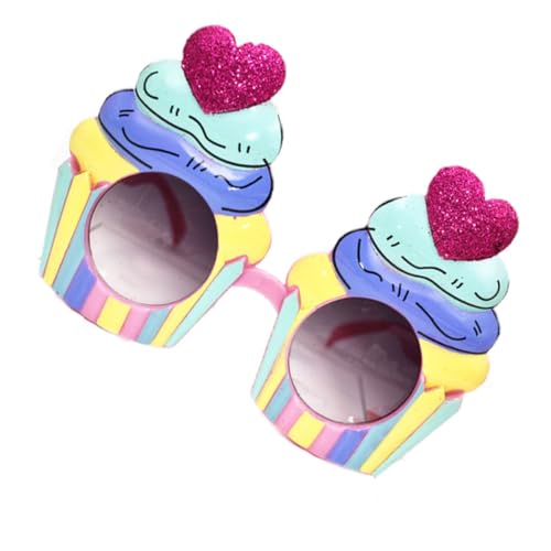 Tofficu Gafas Divertidas de Fiesta Forma de Cupcake y Purpurina para Viajes y Compras al Aire Libre Mujer