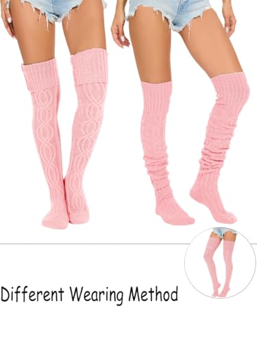 Image of Women's Thigh High Knitted Winter Boot Socks Vintage Extra Long Leg Warmer Over Knee High Stockings