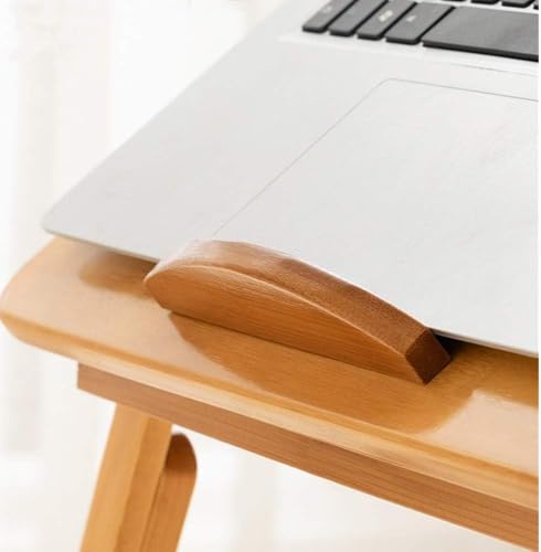 Image of Lukzer Adjustable Bamboo Laptop Table for Bed & Sofa Foldable Wooden Desk with Tilting Top, Notebook Stand, Drawer, Anti-Slip Legs Multipurpose Study Tray for Work Reading Breakfast & More CH-224