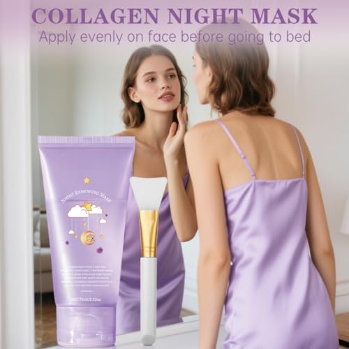 GROEI Night Collagen Peel-Off Mask – 75ml Hydrating Overnight Face Mask with Niacinamide – Smooths Skin, Refines Pores, Lightweight Leave-On Gel for Radiant Morning Glow (1PC) - Thumbnail 4