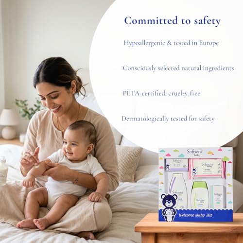 Image of Softsens Welcome Baby Kit | Gift Set for Babies | Combo Pack of 6 Skincare Essentials & Hypoallergenic | Safe for newborns 0m+ | Ideal Gift for Baby Showers, Newborn Gifting |6 in 1 set