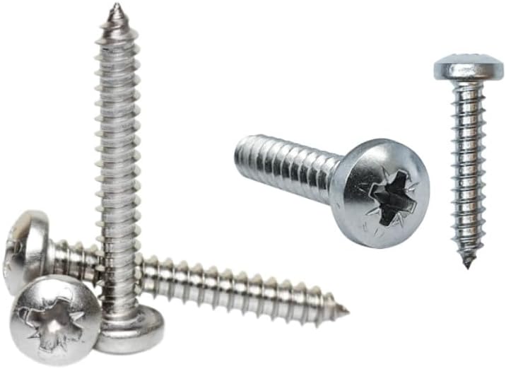 10x No.8 x 1/4" 4.2 x 6.5mm Pozi Pan Head Self Tapping Screws A2 Stainless Steel Ideal for Metal Wood and Brick Self Tapping Screws Wood High Strength Durable