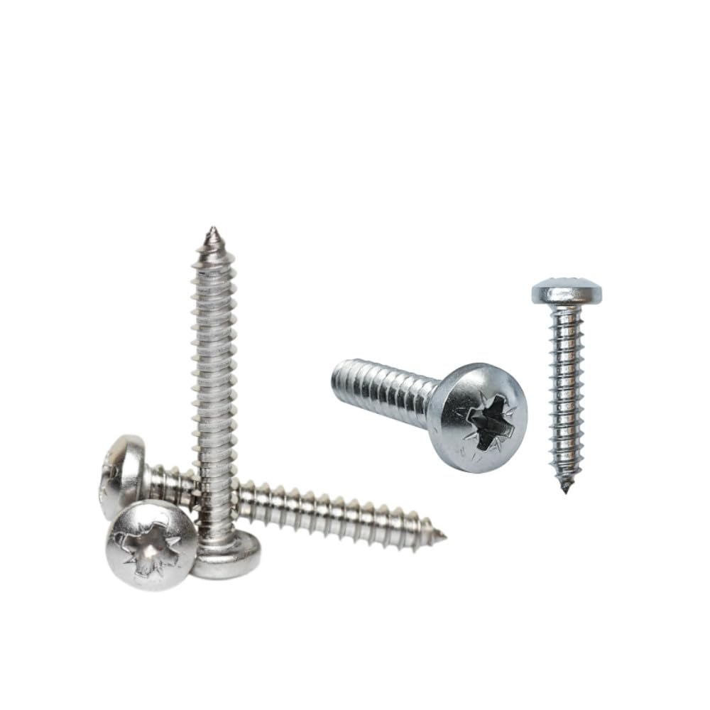 10x No.4 x 1" 2.9 x 25mm Pozi Pan Head Self Tapping Screws A2 Stainless Steel Ideal for Metal Wood and Brick Self Tapping Screws Wood High Strength Durable