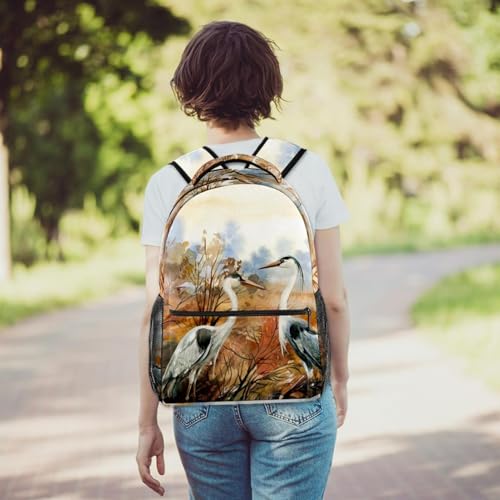 Sac à dos imprimé hérons d'automne au design multicolore unique - 6