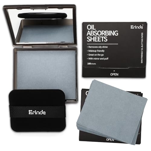 Feuilles absorbantes d'huile pour le visage Erinde au miroir de poche anti-brillance