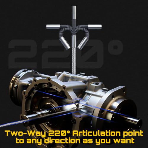 DXZtoz Endoscopio Articulado 3.9mm para Inspección de Motores de Aeronaves y Automóviles, Sonda Ultra Delgada de Acero Inoxidable con Luz, Rotación 220°, Pantalla HD IPS de 5", 32GB, Resistente al Agua IP67 miniatura 2