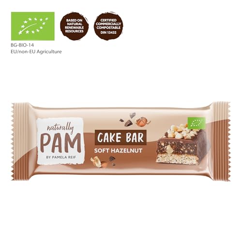 Naturally Pam Cake Bar – Bio & veganer Haferriegel, glutenfrei & ohne Rohrzucker – Natürlich leckerer Müsliriegel-Snack von Pamela Reif - Soft Hazelnut 12x44g