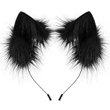HAOAN Handmade Faux Fur Animal Cat Ears Headband Furry Fox Wolf Hairhoop Headwear Costume Accessory