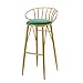 YUN Inizio sgabelli Alti-Alti sgabelli Moderno ed Elegante Velluto Imbottito Gambe Alti sgabelli con Oro e sedie in Ferro Colazione Bar (Colore : Verde, Size : 65cm)