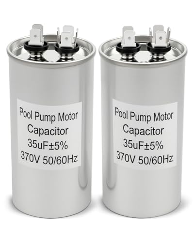 Urnqowuy 2 Pack 35 uF Capacitors Fit for AC Motors Fan Motors Condenser Motors Air Conditioner Motors Swimming Pool Pump Motors, 370VAC 50/60Hz 35uF±5%