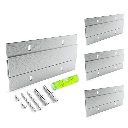 Image of French Cleat Hanger Kit 4 inch 4 Pairs 50 lb Z Hanging Heavy Picture Mirror Frame Wall Mounting Bracket Aluminum Hardware Duty Hooks Drywall Clips Large Canvas Painting Headboard Whiteboard