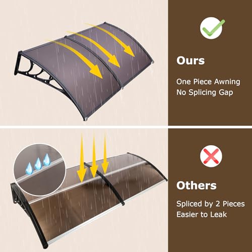 80×40-Window-Awning-Door-Canopy-Exterior-Polycarbonate-Cover-Awnings-for-Doors-Entrance-Entry-Door-Outdoor-Front-Door-Overhang-Awning-for-Sun-Shutter-UV-Rain-and-Snow-Protection-Brown 80×40 Window Awning Door Canopy Exterior Polycarbonate Cover Awnings for Doors Entrance Entry Door Outdoor Front Door Overhang Awning for Sun Shutter UV Rain and Snow Protection Brown