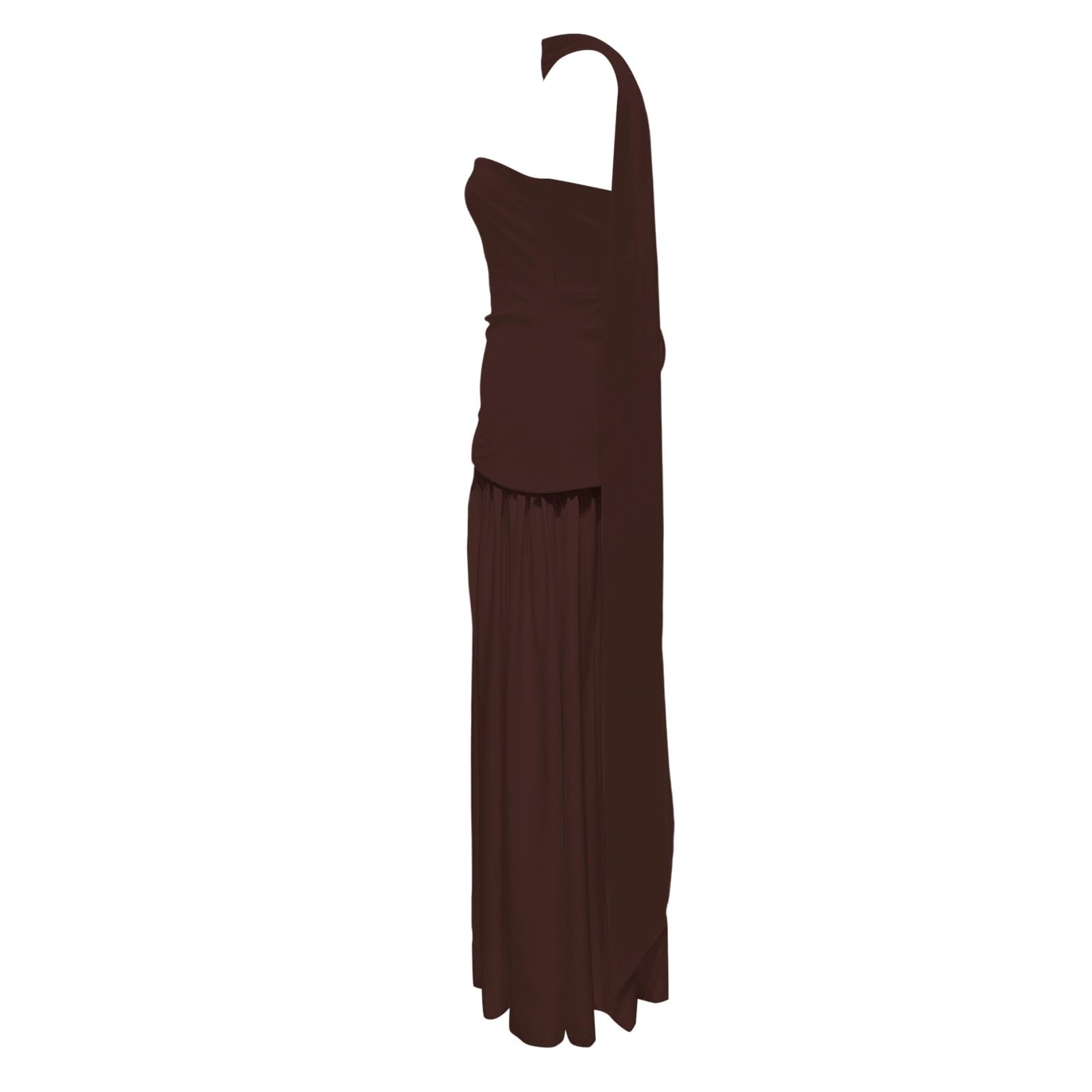 Generisch Abito casual da donna, elegante, senza spalline, per matrimoni, feste, cocktail, serate, occasioni formali, primavera, estate, colore puro