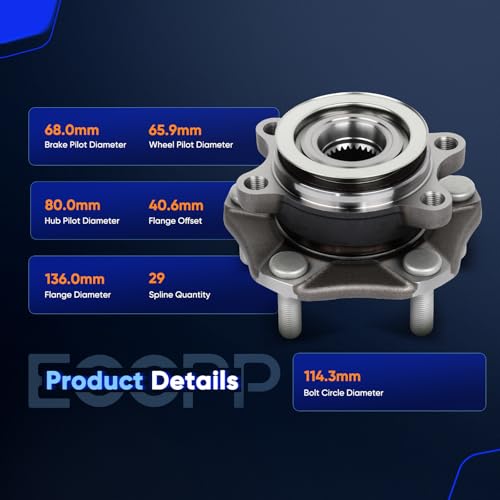 Image of ECCPP 2-Piece 513364 Wheel Hub Bearing for Nissan Sentra 2013-2019 | for Nissan NV200 2013-2021 5 lugs w /ABS Sensor Pre-Greased Sealed
