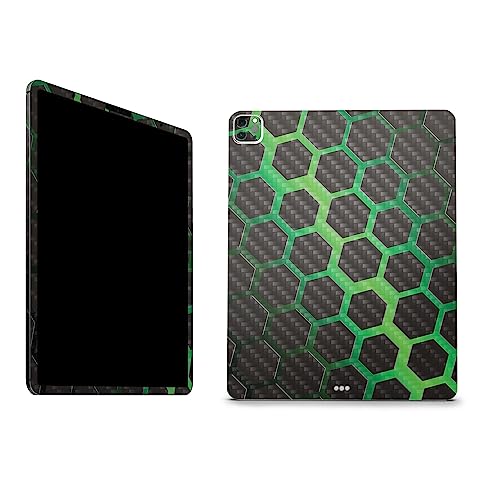 Image of MightySkins Carbon Fiber Skin Compatible with Apple iPad Pro 12.9 inch M2 6th Gen (2022) Full Wrap Kit - Green Hex | Protective, Durable Textured Carbon Fiber Finish | Easy to Apply | Made in The USA
