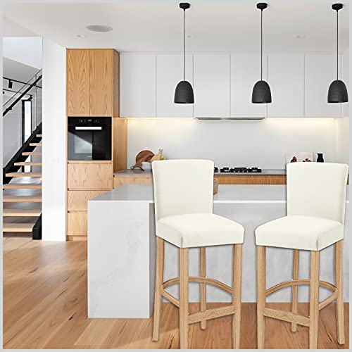 Lansheng Bar Stool Covers Stretch Washable Removable Bar High Chair Cover Counter Stool Chair Slipcover, For Short Back Pub Chairs For Kitchen, Dining Room, Home, Cafe Counter(Ivory White,Set Of 4) #TOP6