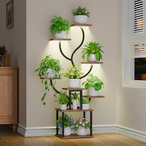 Plant Stand Indoor with Grow Lights, 53" Tall Plant Shelf,