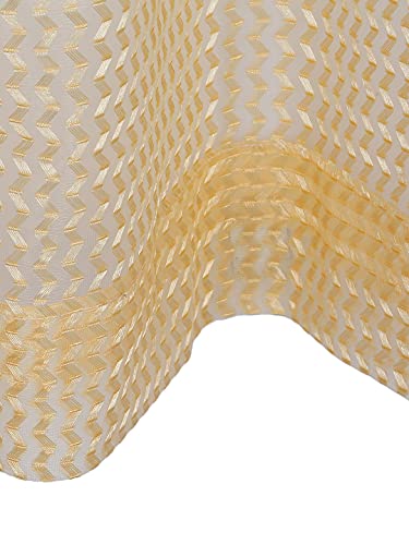 Image of Set of 2 Pcs Sheer Premium Lightweight Tissue Fabric Solid Gold Color Eyelet Door Curtain, 2 Pc Door Curtain 7ft