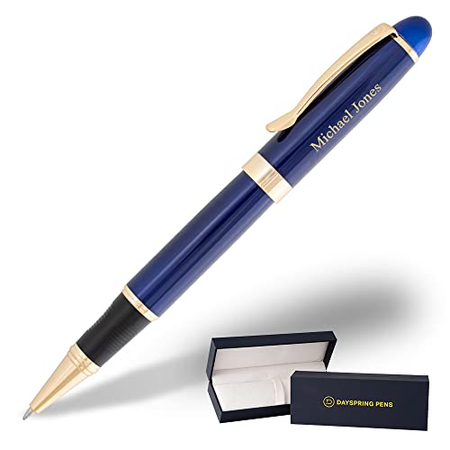 Dayspring Pens | Engraved/Personalized Alexandria Rollerball Gift Pen With Case - Blue. Custom Engraved Fast With Gift Recipient's Name Or Custom Message. #TOP27
