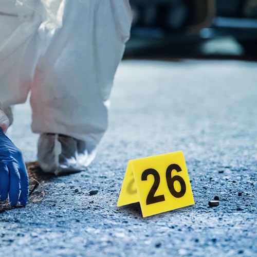 Stadtkrimis Exit Escape Stadtführung Alasum 10 Stück Gelbe Acryl Tischnummernschilder Dreieckig Einfach zu Bedienen für Tatort Spiel und Themenparty Dekoration