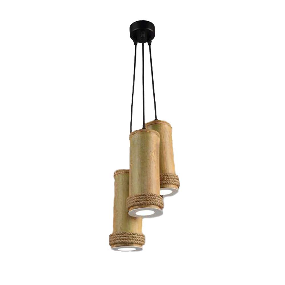 Lustre antique corde tressée main et bambou haut de gamme