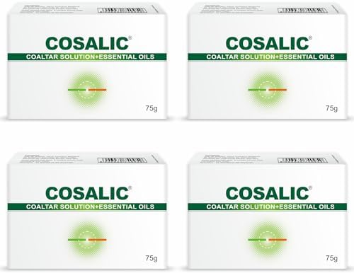 Salve Cosalic Coal Tar Bathing Bar 75g (Pack of 4) | With Bergamot, Tea Tree & Jojoba Oil | Gentle Daily Bar for Dry, Rough & Flaky Skin