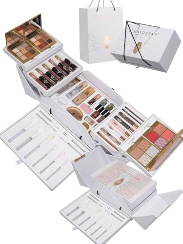 MAYDREAM Luxury Makeup Kit All-in-One Cosmetic Set Elegant White Case Includes Eye Shadow Lipstick and Complete Makeup Tools for Daily Use