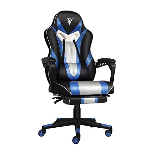 Video Gaming Chair Racing Office - PU Leather High Back Ergonomic Adjustable Swivel Executive Computer Desk Task Large Size with Footrest,Headrest and Lumbar Support